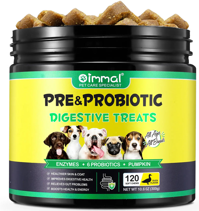 Probiotics for Dogs: Support Gut Health, Itchy Skin, Allergies, Yeast, Balance Immunity ,Digestive Enzymes Pre Probiotic Chews for Dogs