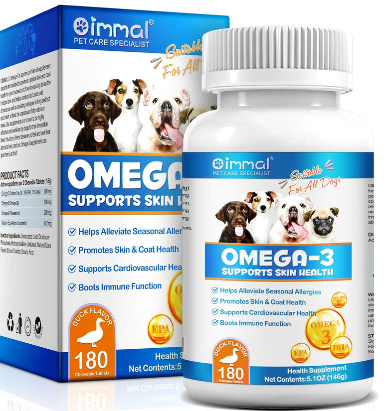 Dog OMEGA-3 Support Skin Health & Coat Health Helps Alleviate Seasonal Allergies Supports Cardiovascular Health 180 Chew Tablets